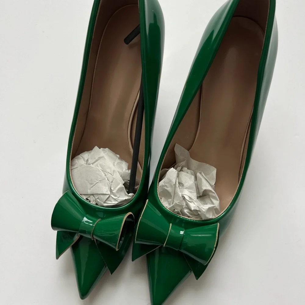 Elegant Green Bow Women's Shoes - Picture 1 of 5
